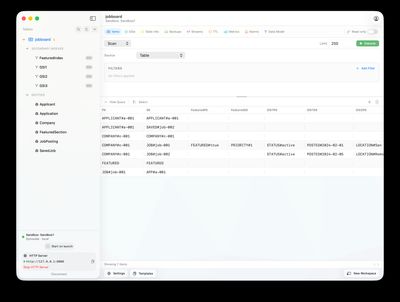 Nubo items table view